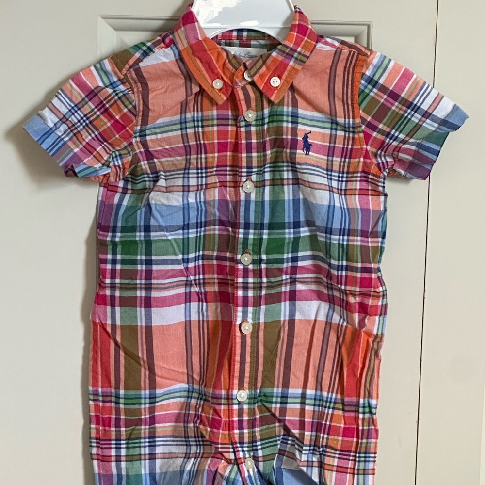 Ralph Lauren Multi-Color Plaid Short-Sleeve Button Down Shirt